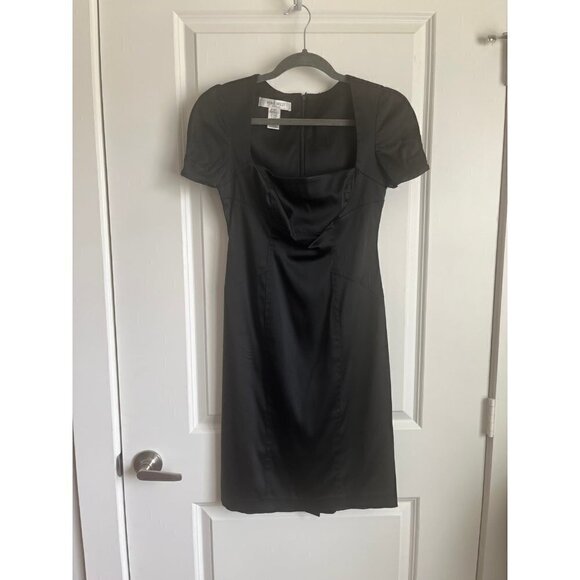 Vintage Black Silky Bodycon Dress - Picture 1 of 3